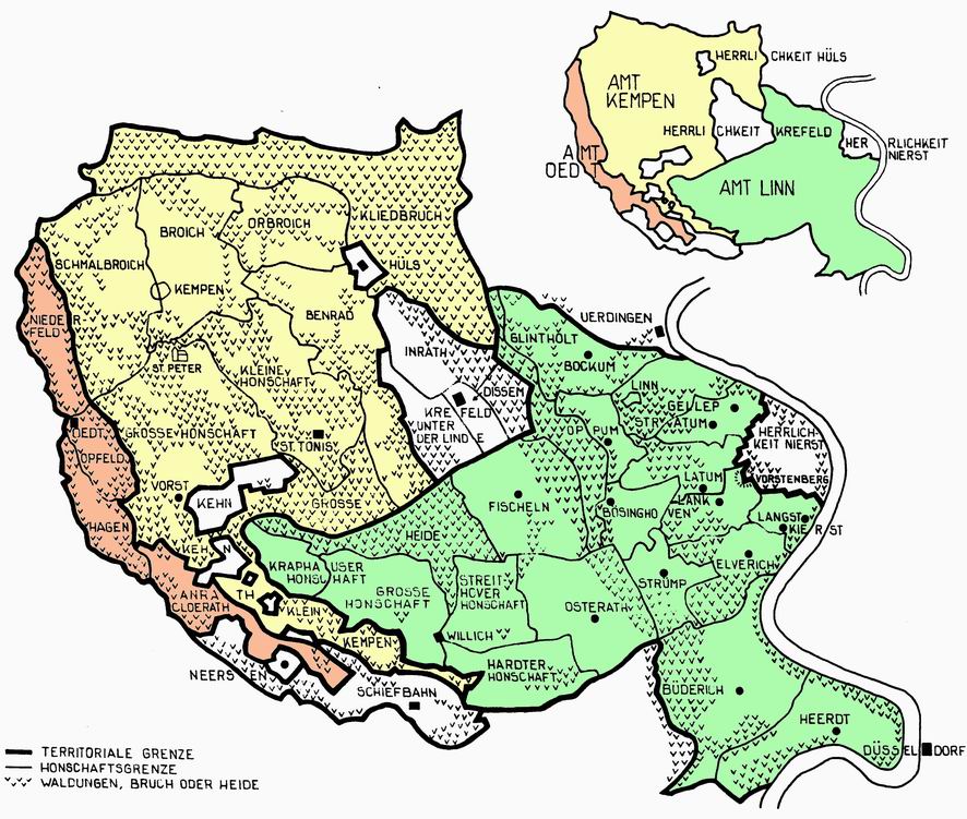 Hohnschaftsgliederung Oedt Kempen Linn